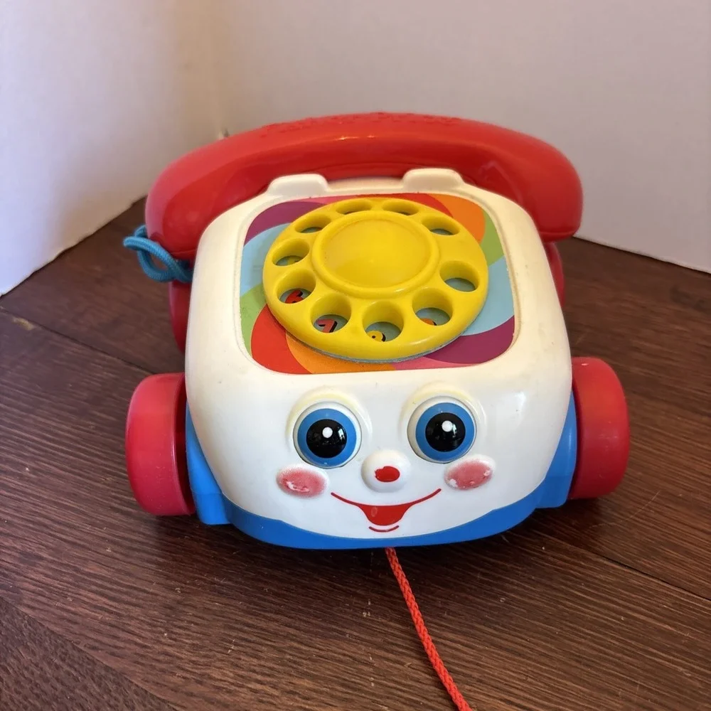 Vintage 2000 Fisher-Price Chatter Telephone Pull Along Rotary Phone Pretend Play